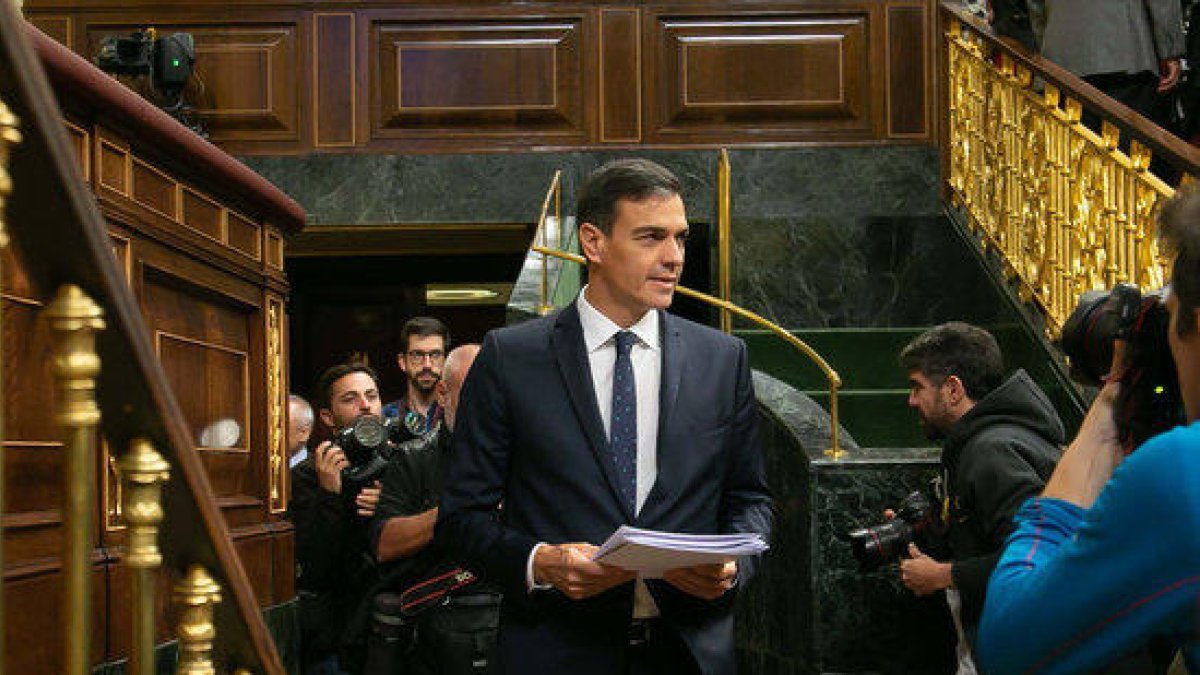 El presidente español, Pedro Sánchez, este 24 de octubre del 2018 en el Congreso de los Diputados.