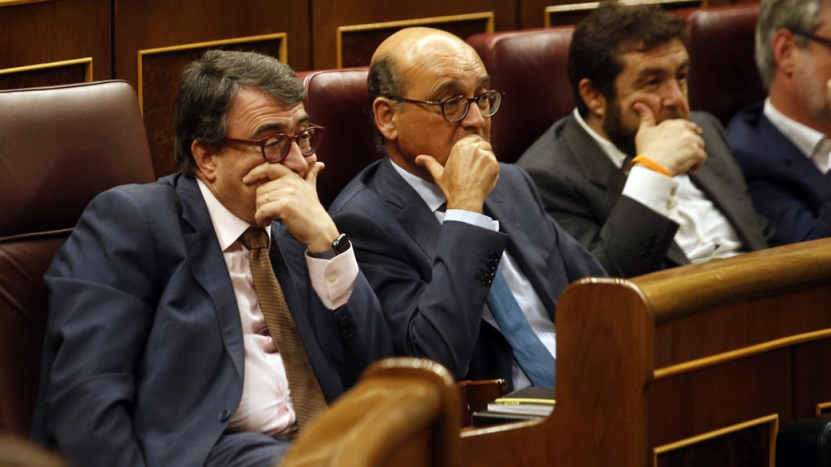 El portaveu del PNB al Congrés de Diputats, Aitor Esteban, durant el debat de la moció de censura.