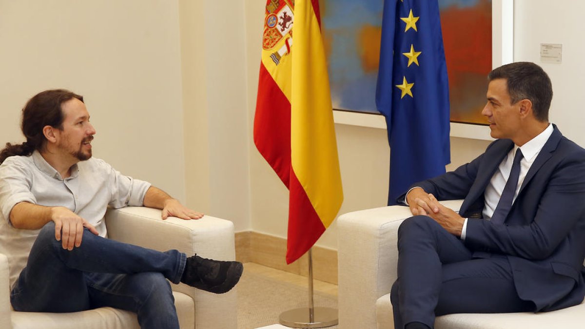 Sánchez e Iglesias, reunidos en La Moncloa.