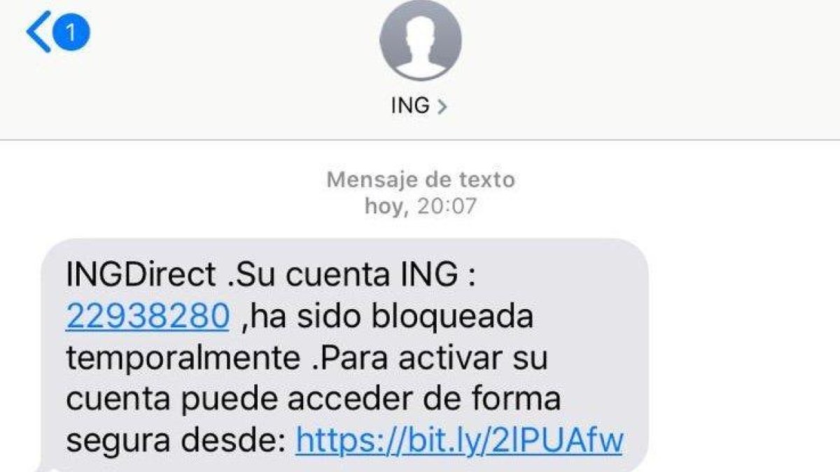 Mensaje de texto que reciben los usuarios.