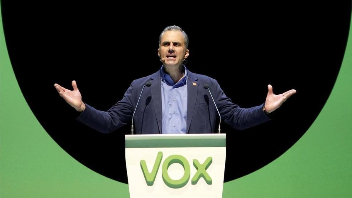 El secretari general de Vox, Javier Ortega Smith, en l'acte del seu partit a Madrid, el passat octubre.