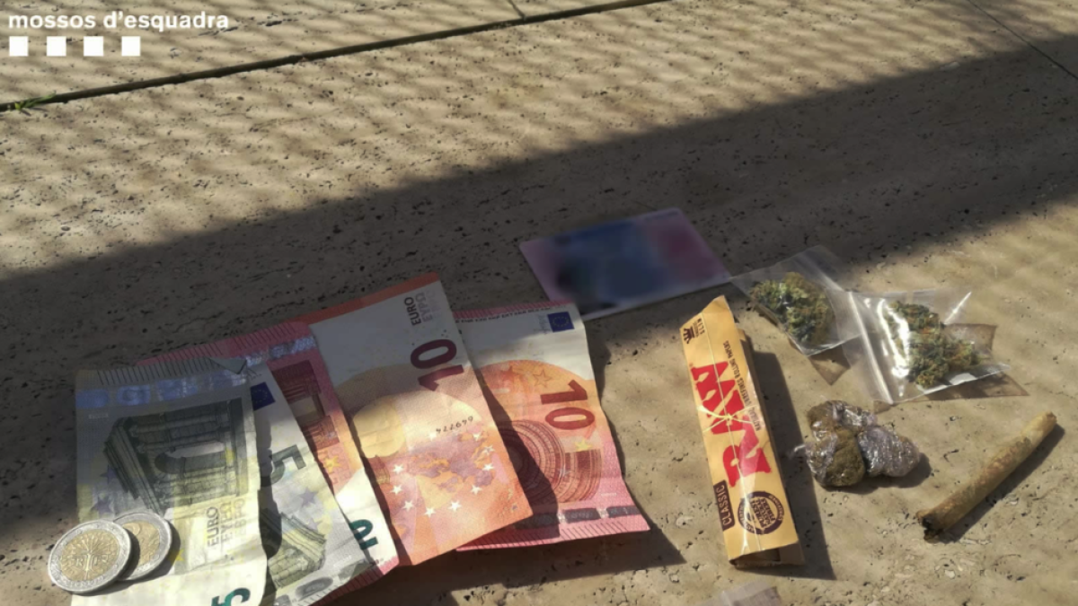 Els agents van intervenir haixix, marihuna i 44 euros en efectiu al detingut.