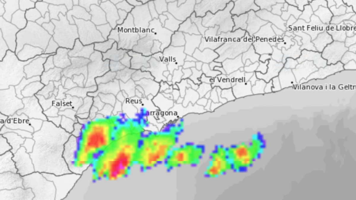 Imagen actual del radar del Servei Meteorològic de Catalunya hasta las 14.30 horas.