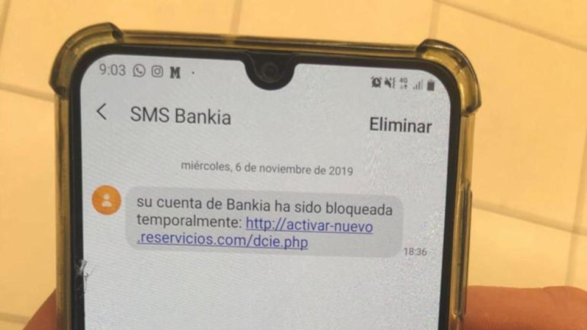 Imagen del SMS que se hace pasar por Bankia