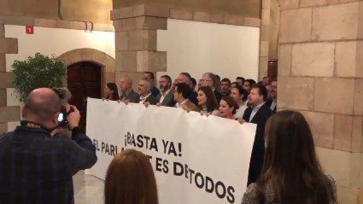 El grupparlamentari de Cs ha desplegat una protesta