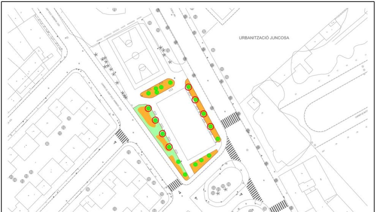 Plano de la jardinería del parque Juroca de Reus.