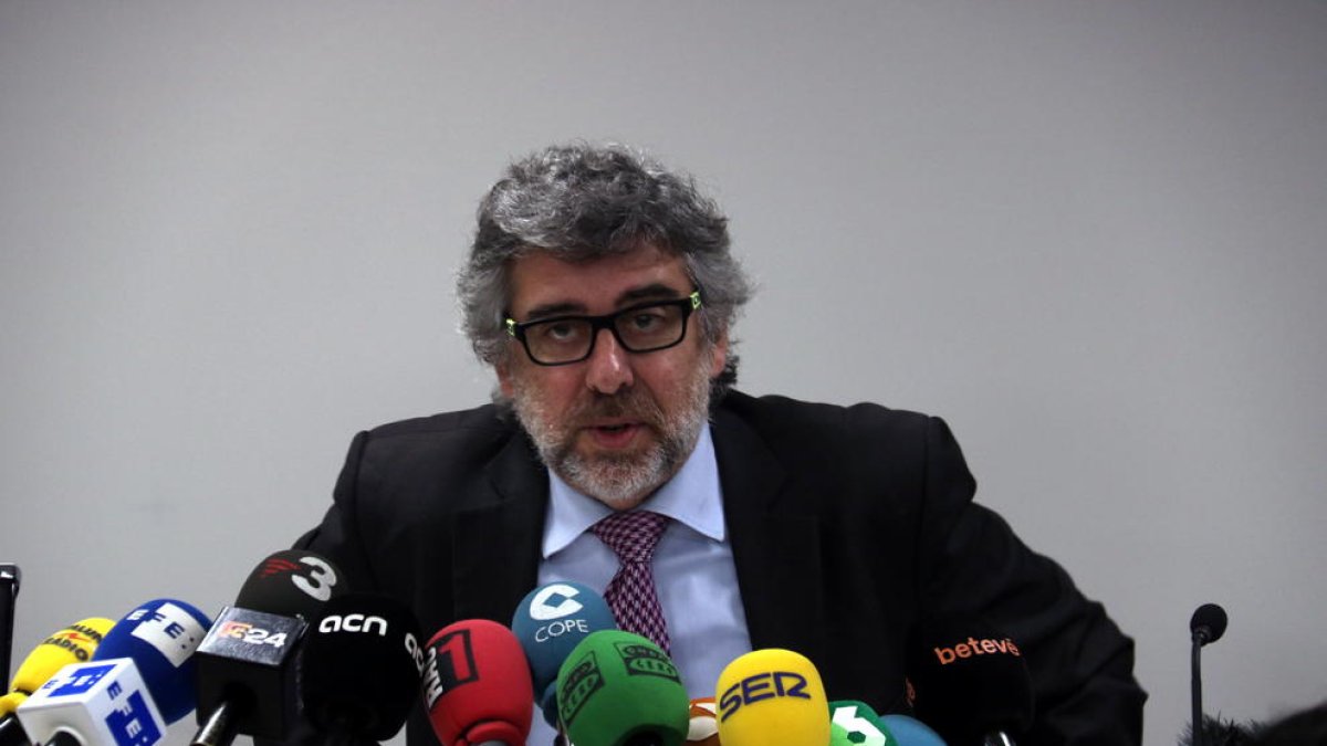 L'advocat Jordi Pina, advocat de Jordi Sànchez, Jordi Turull i Josep Rull, durant una compareixença.
