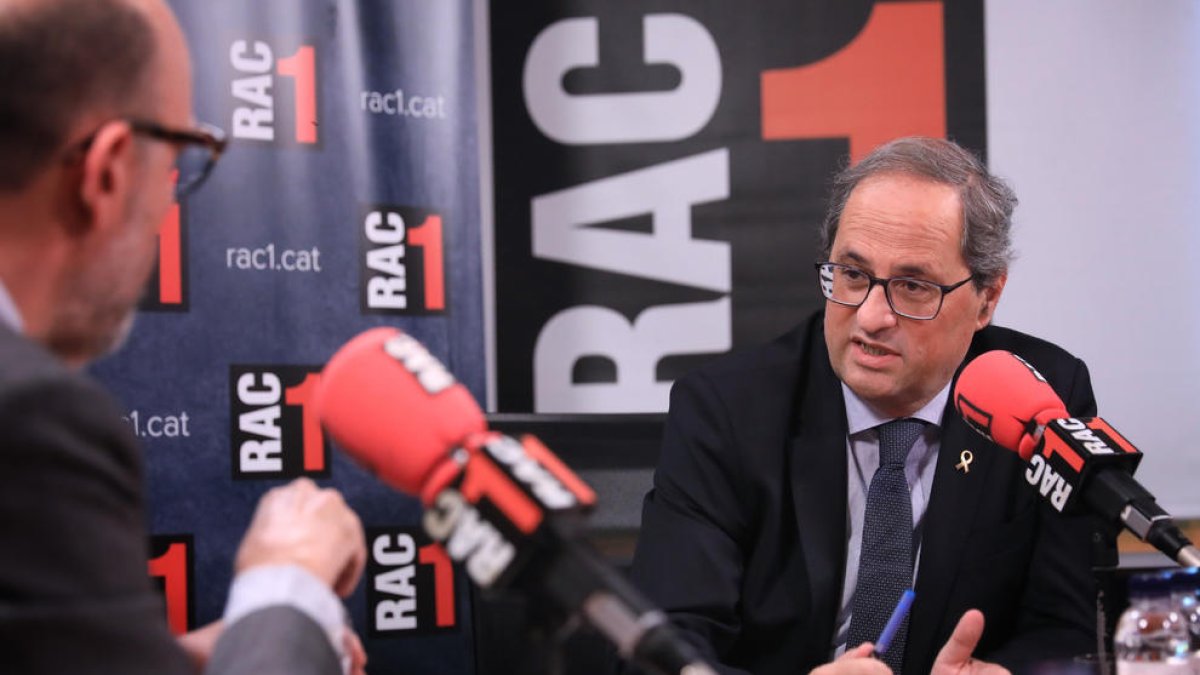 El president de la Generalitat, Quim Torra, durant l'entrevista a Rac 1.