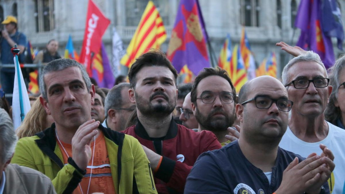 El diputat d'ERC al Congrés Gabriel Rufián, en un moment de la manifestació a Madrid.