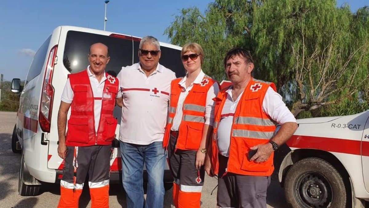 Los tres voluntarios tarraconenses que fueron a la ciudad andaluza, del viernes 13 hasta el lunes 16.