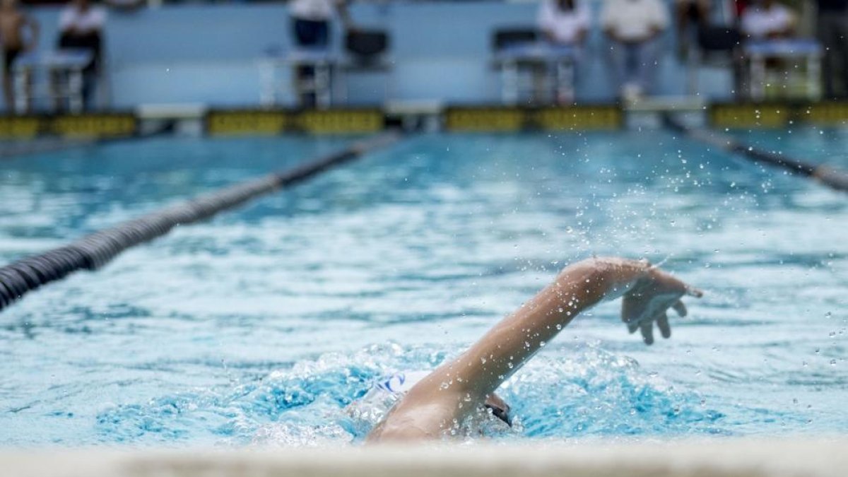 Imatge d'arxiu d'una piscina i una nadadora