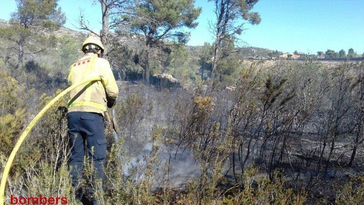 Els bombers treballant en l'extinció de l'incendi