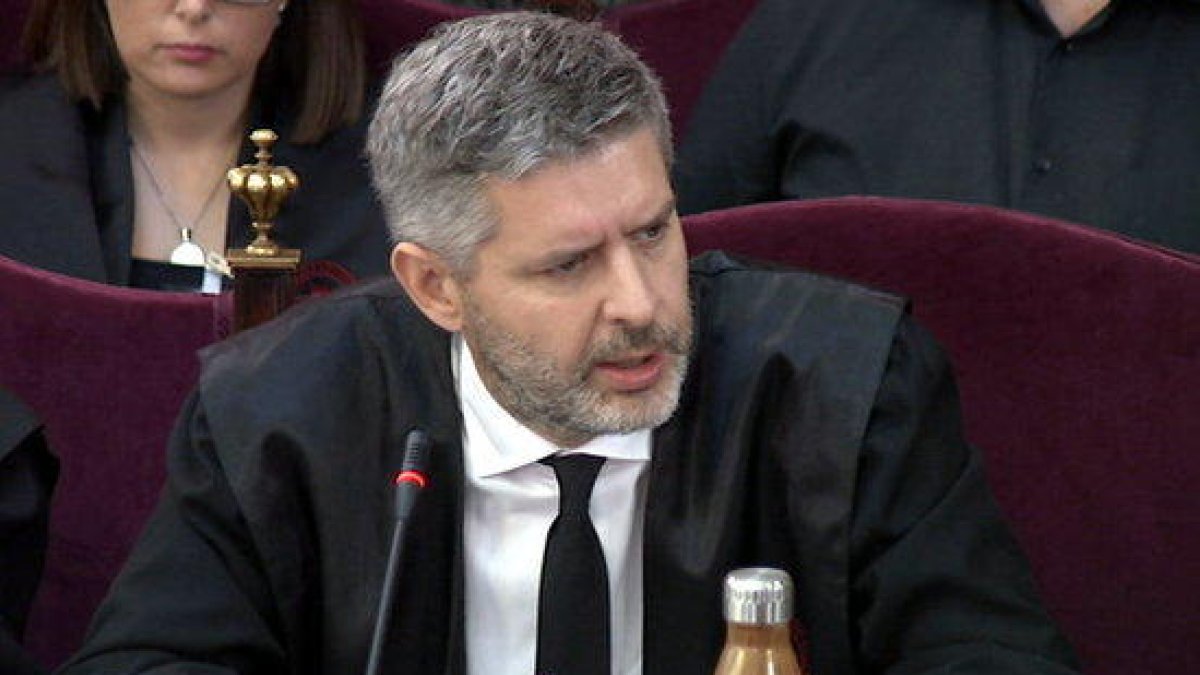 L'advocat de Junqueras i Romeva, Andreu van den Eynde, durant el seu informe final al judici de l'1-O al Tribunal Suprem.