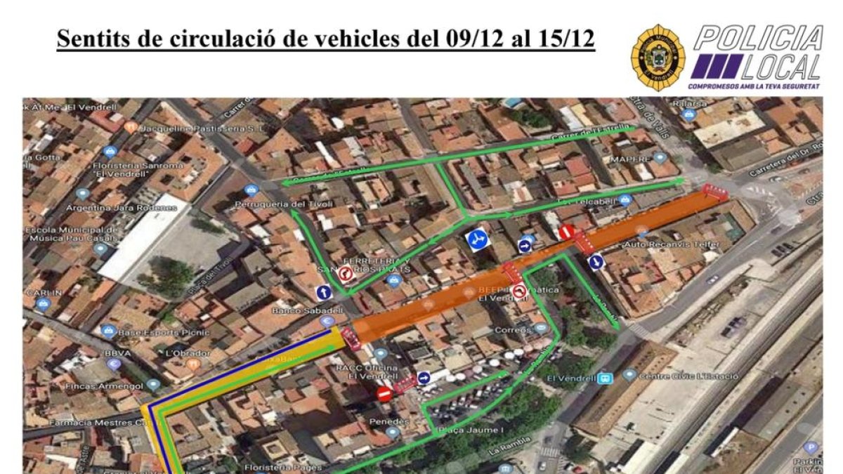 Mapa de las afectaciones del tráfico a causa de las obras