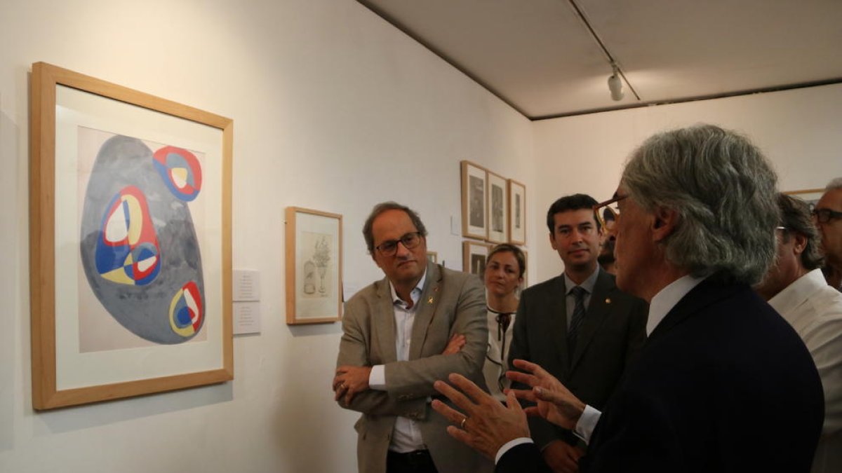 Pla obert del president de la Generalitat, Quim Torra, durant la inauguració de l'exposició.