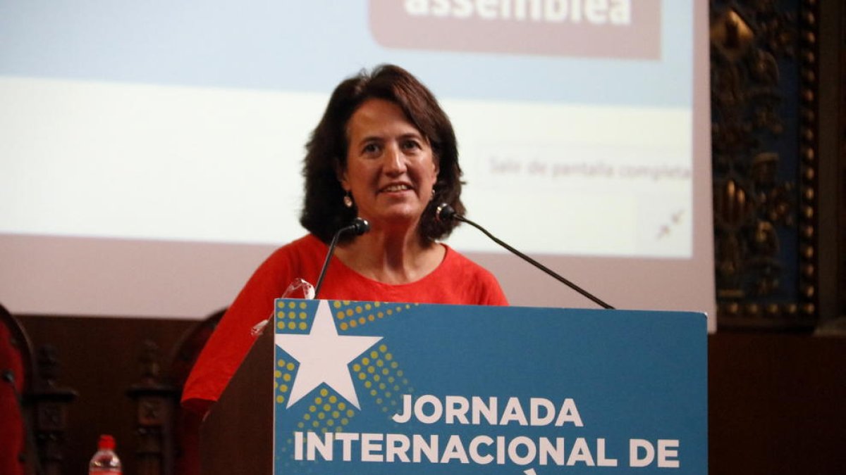 La presidenta de l'ANC, Elisenda Paluzie, en les jornades de no violència el 28 de setembre del 2019.