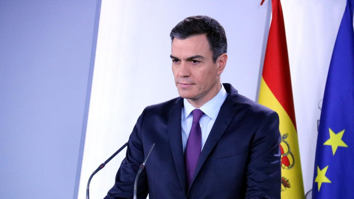 El presidente del gobierno español, Pedro Sánchez, en La Moncloa.