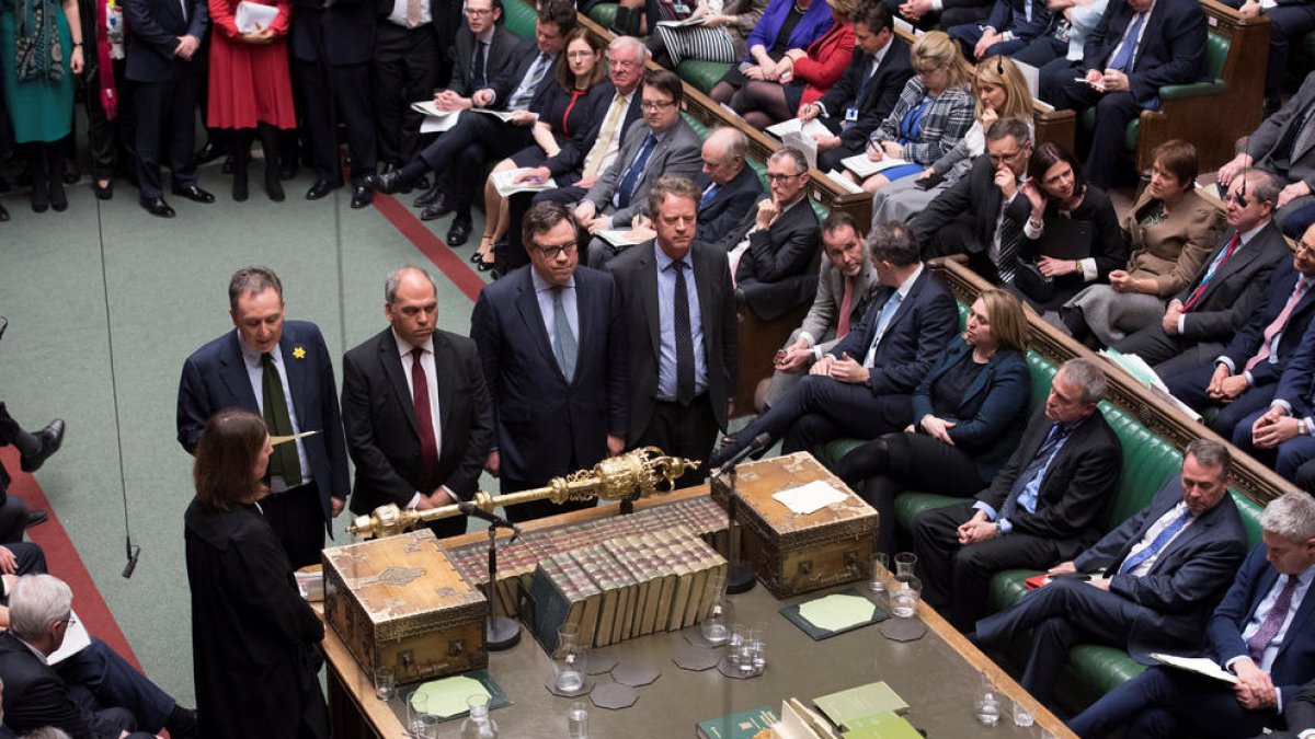 La Cámara de los Comunes durante el anuncio del resultado de las votaciones sobre el Brexit el 13 de marzo del 2019.