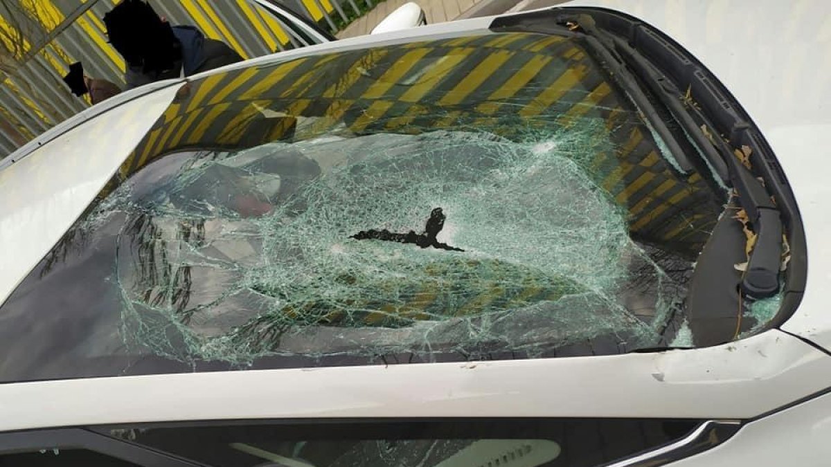Imagen de los destrozos en el coche