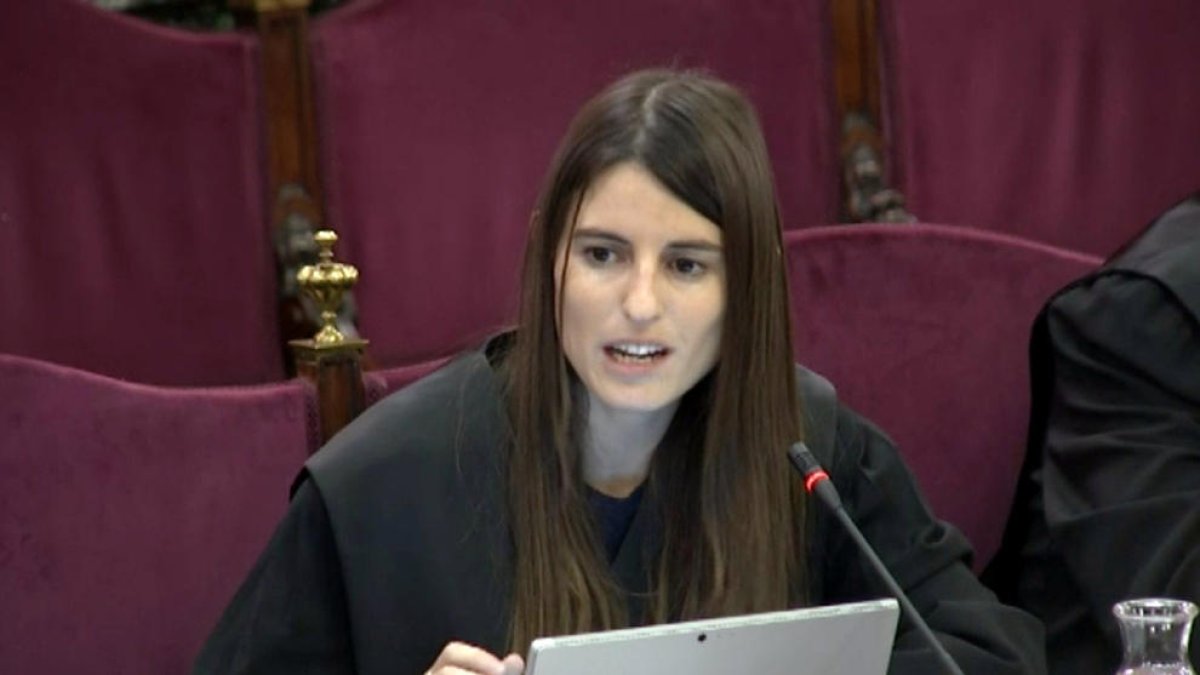 Pla curt de l'advocada de l'estat Elena Sáenz Guillén, durant el judici de l'1-O al Suprem.