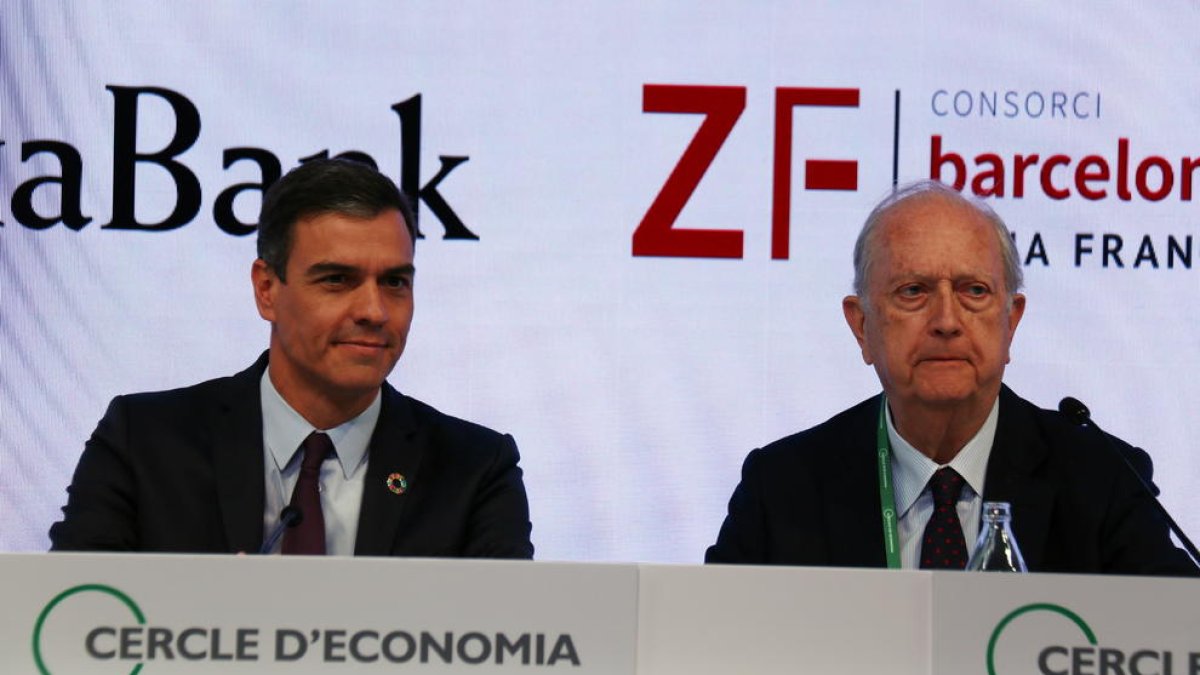 Pedro Sánchez i Juan José Brugera a les XXXV Trobades del Cercle d'Economia.