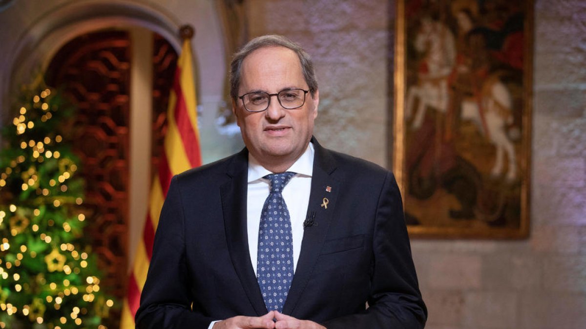 El presidente de la Generalitat, Quim Torra, pronuncia el discurso institucional con motivo de Fin de Año.