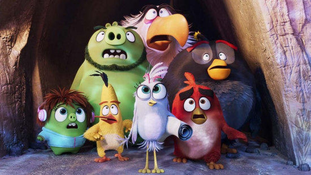 Alguns dels protagonistes de la segona part de la seqüela de la pel·lícula d'animació protagonitzada per ocells i porcs verds, 'Angry Birds 2'.
