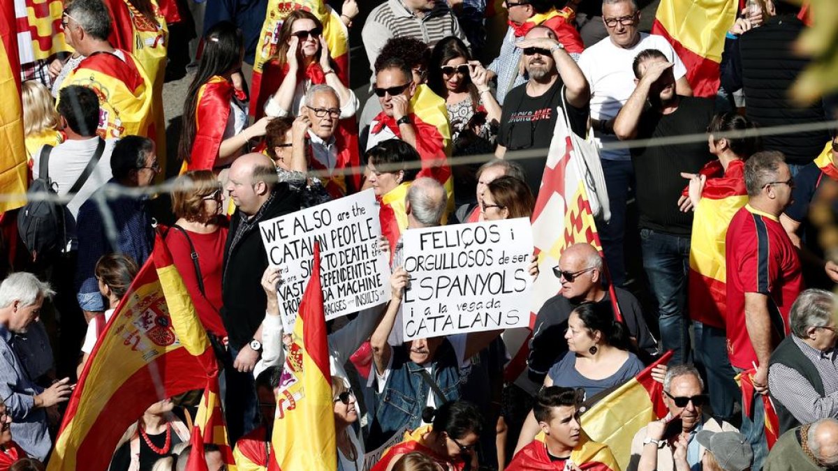 La manifestación convocada por Sociedad Civil Catalana