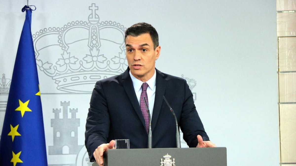 El presidente del gobierno español, Pedro Sánchez, durante la rueda de prensa posterior al consejo de ministros.