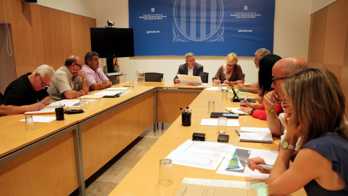 Imagen de la reunión de la comisión de seguimiento de la mosca negra en la delegación del Gobierno en las Terres de l'Ebre.