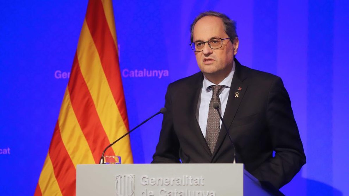 El president de la Generalitat, Quim Torra, en una compareixença de premsa.