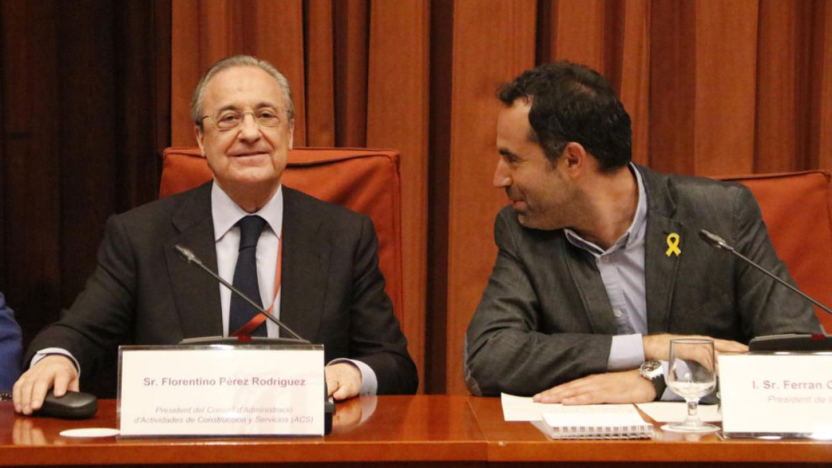 El president del Consell d'Administració d'ACS, Florentino Pérez, a la comissió d'investigació del Projecte Castor al Parlament.