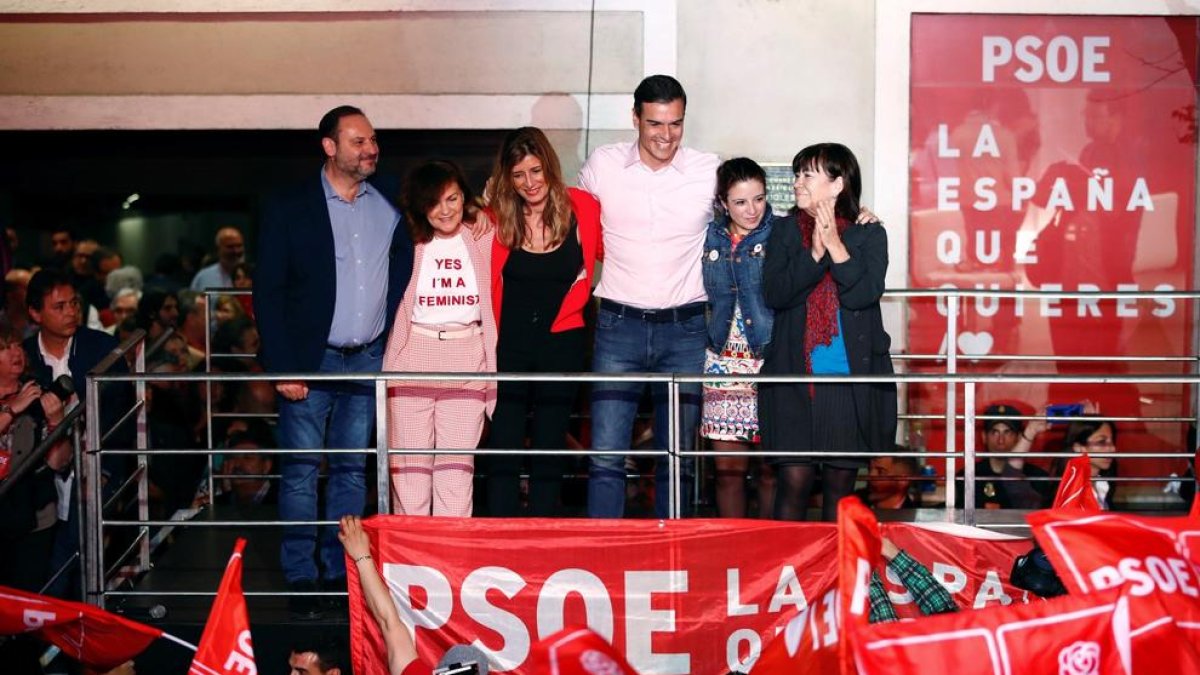 Pedro Sánchez celebrando el resultado de las elecciones del 28-A.