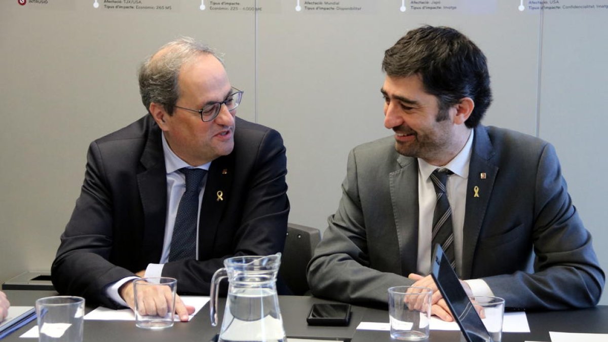 Torra y Puigneró este 3 de enero de 2020 en la Agència de Ciberseguetate Catalunya.