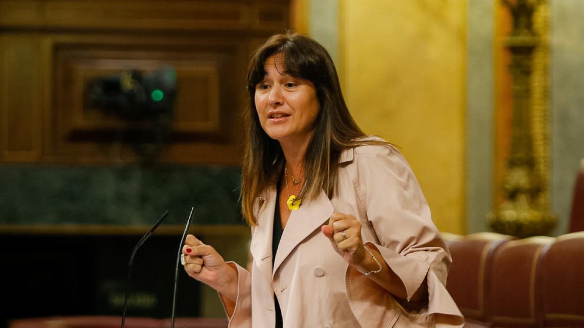 La portavoz de JxCat en el Congreso, Laura Borràs, durante su intervención en el Congreso este 3 de junio del 2020.