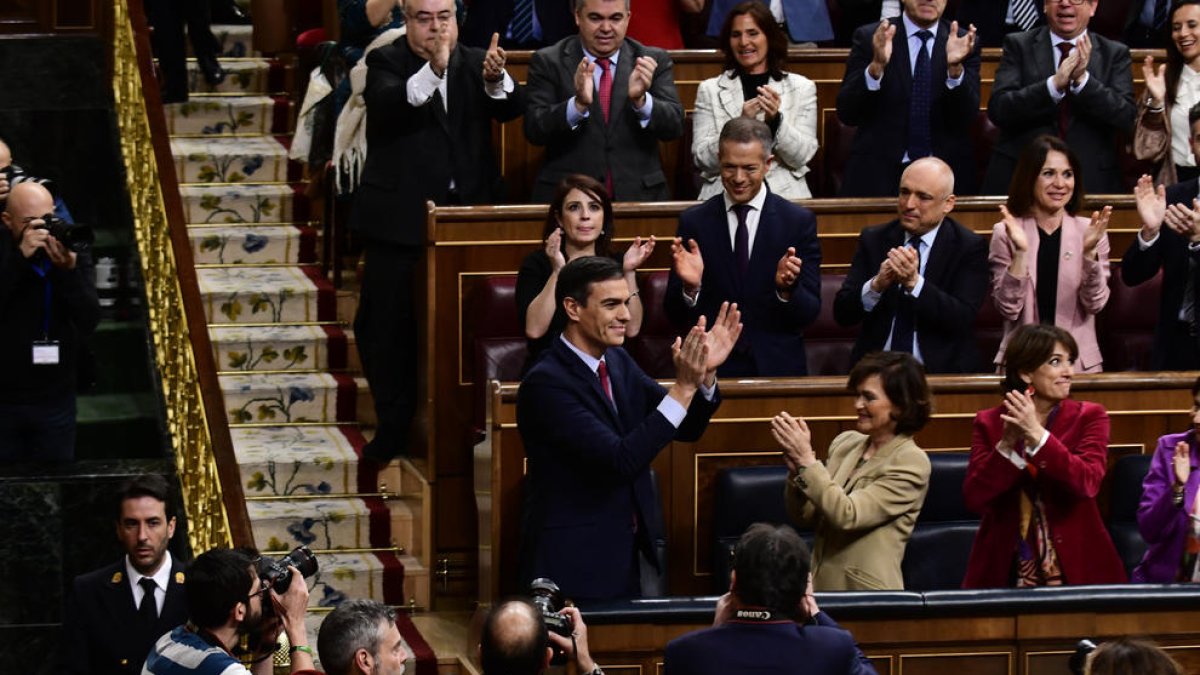 El president del govern espanyol, Pedro Sánchez, després de ser investit president per 167 vots a favor, 165 en contra i 18 abstencions.
