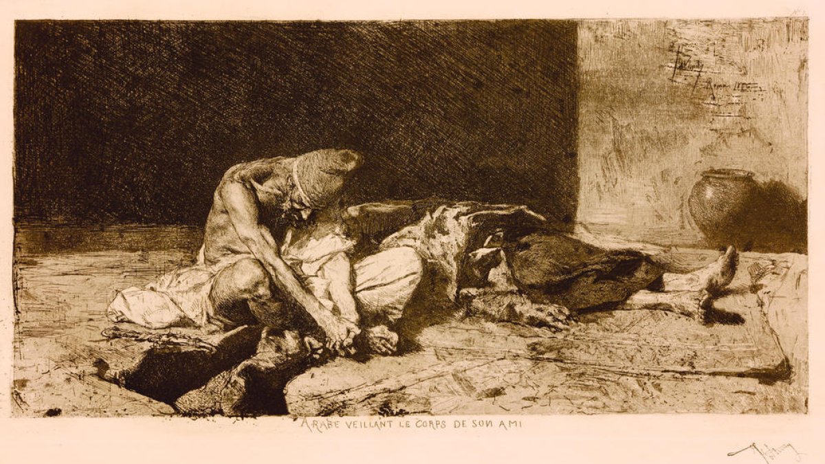 'Árabe velando el cuerpo de su amigo' es uno de los grabados que se podrán ver procedentes de Reus.