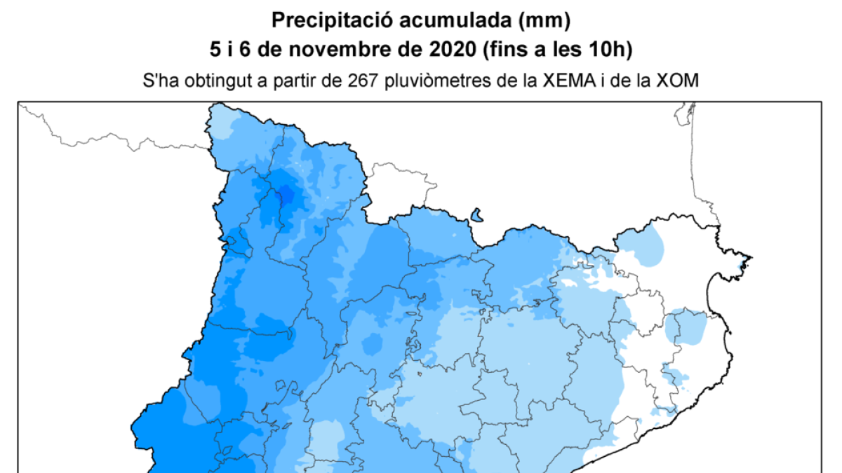 Datos de la precipitación acumulada en las Tierras del Ebro