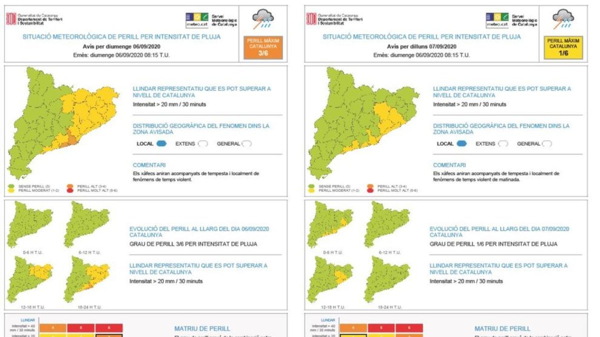 Mapa de precipitacions previstes per aquesta tarda arreu de Catalunya