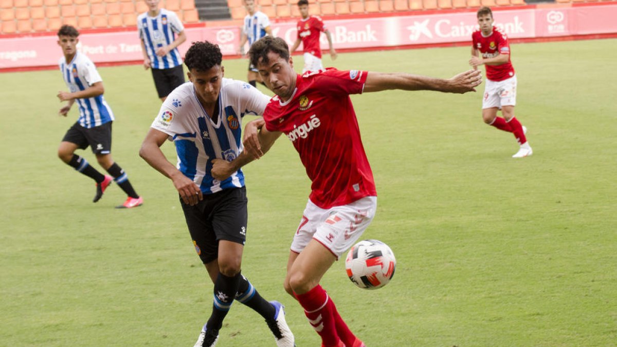 Pedro Martín, durante el Nàstic-Espanyol B del pasado sábado en el Nou Estadi (2-2).