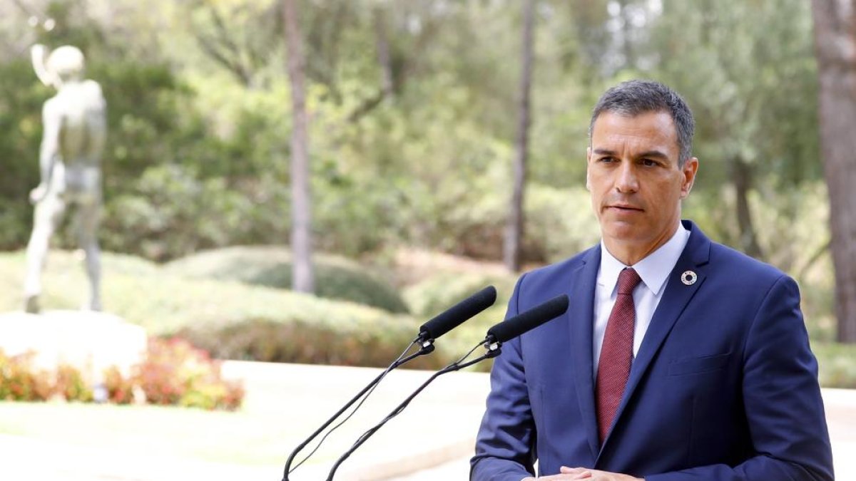 Pedro Sánchez durante la rueda de prensa.