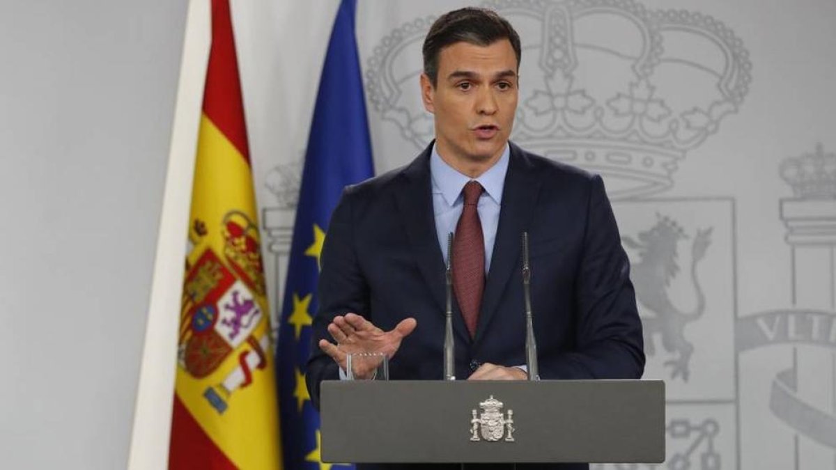 Pedro Sánchez, durant la seva compareixença