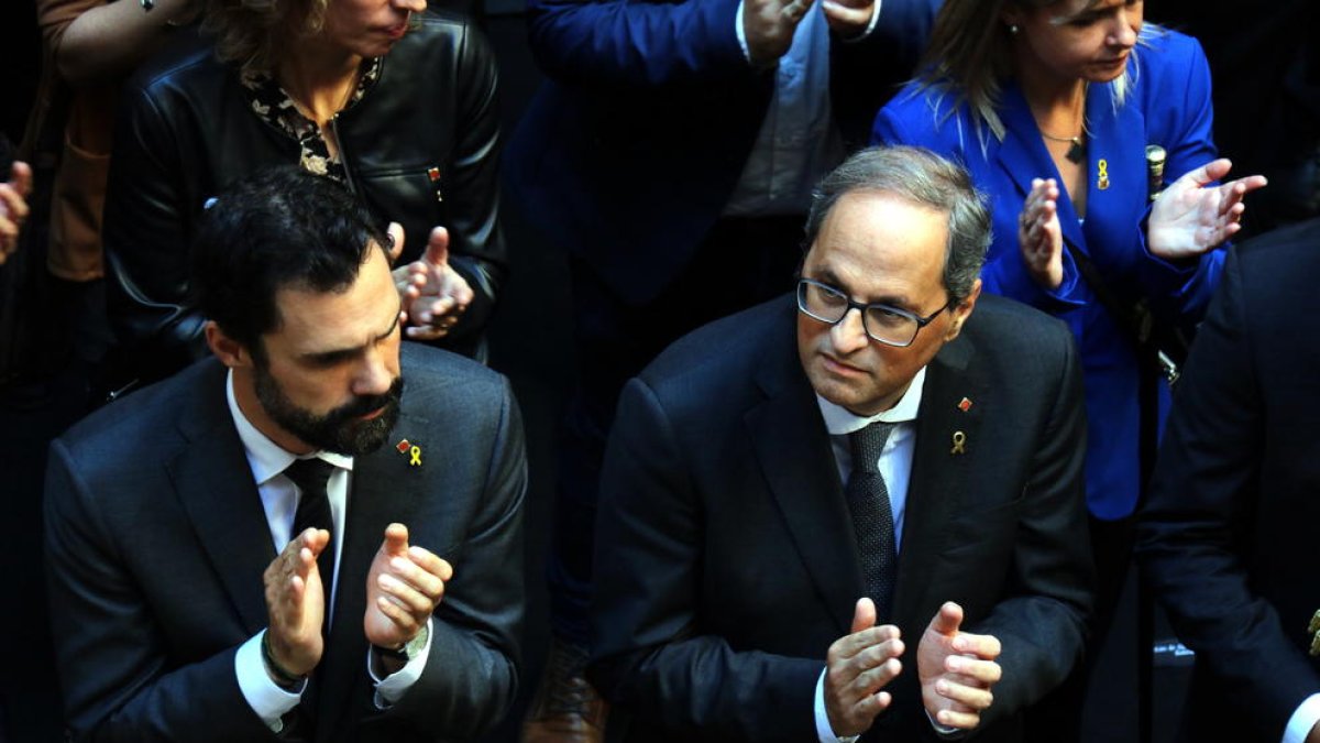 El president de la Generalitat, Quim Torra, i el president del Parlament, Roger Torrent.