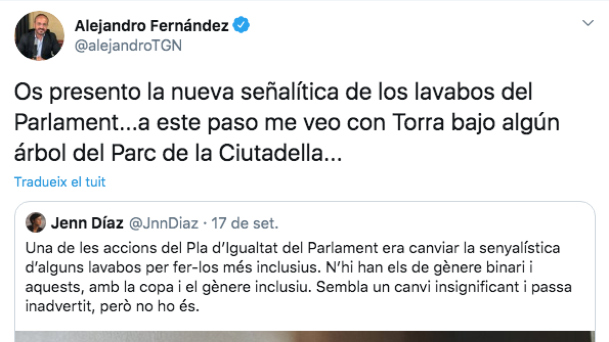 Tuit de Alejandro Fernández.