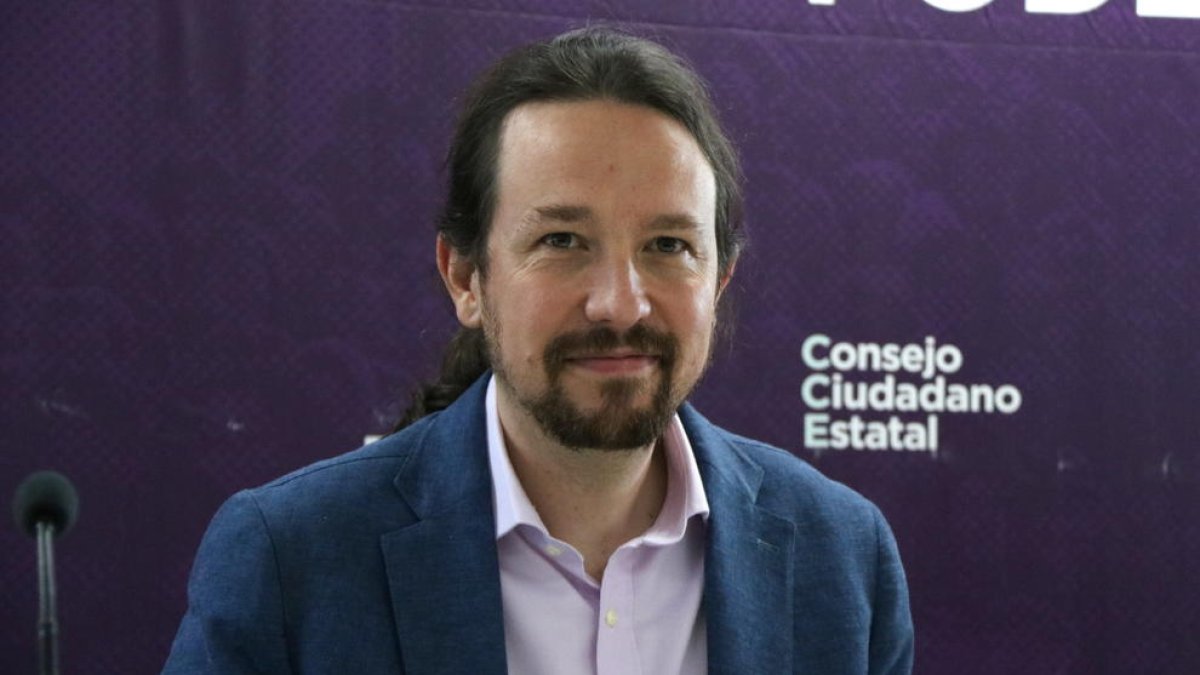 El líder de Podem y vicepresidente del gobierno español, Pablo Iglesias, en el Consejo Ciudadano Estatal.