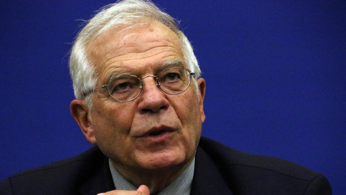 El Alto Representante de la UE, Josep Borrell, durante una rueda de prensa en Estrasburgo