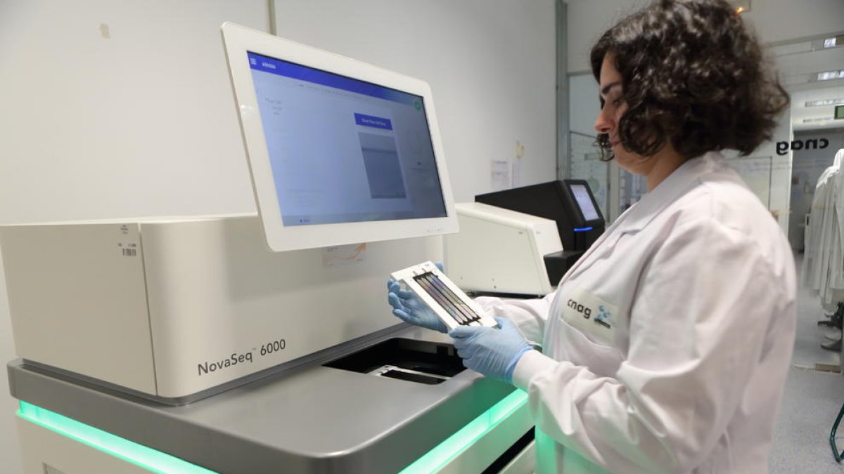 Una investigadora del Centro Nacional de Análisis Genómico utiliza un secuenciador de última generación.