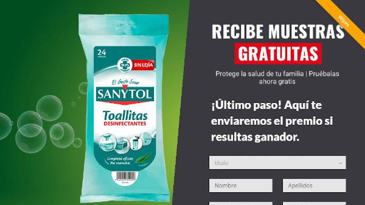 Captura de imagen de la campaña falsa que hería productos de Sanytol.