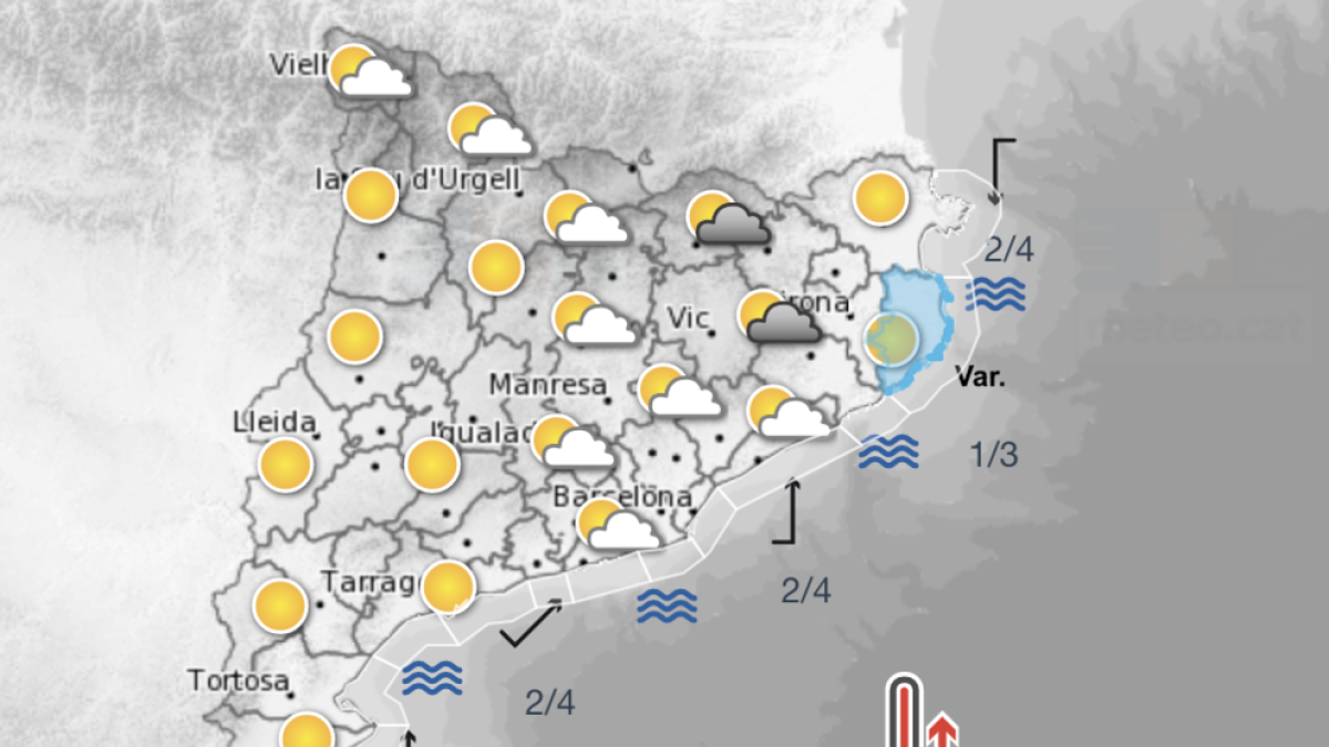 Previsión del tiempo para este viernes por la tarde.