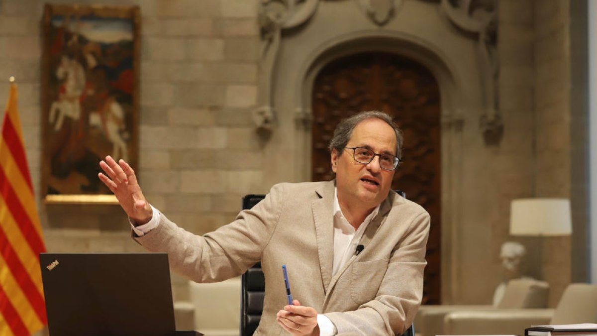 El president de la Generalitat, Quim Torra, durant la reunió de presidents autonòmics